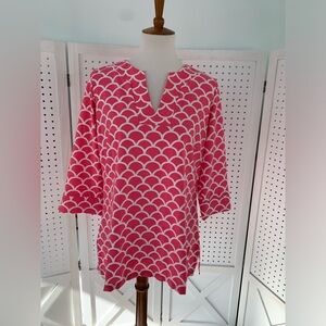 Katherine Way Large coral/white Tunic Top